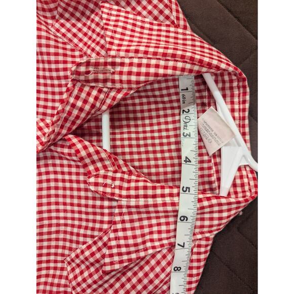VINTAGE red gingham pearl snap button western style cotton long sleeve shirt, 16 - Picture 8 of 10